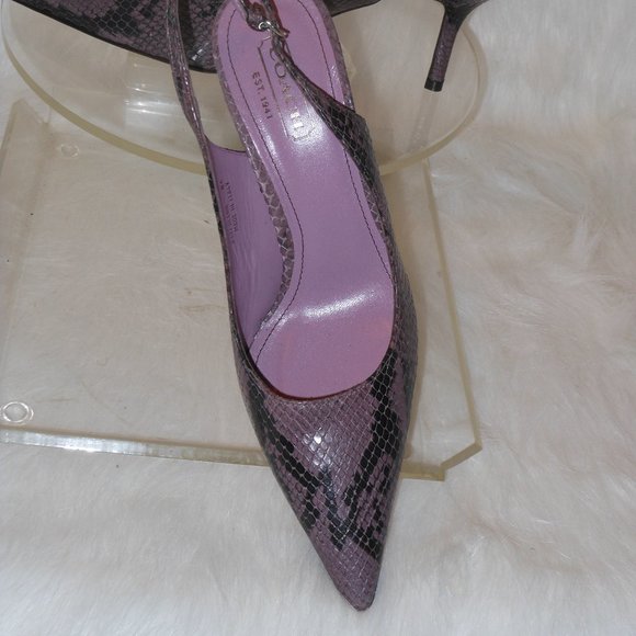 Coach Alena Snakeskin Purple Leather Pointy Slingbacks Heels Womens Size 9 M - Picture 8 of 12